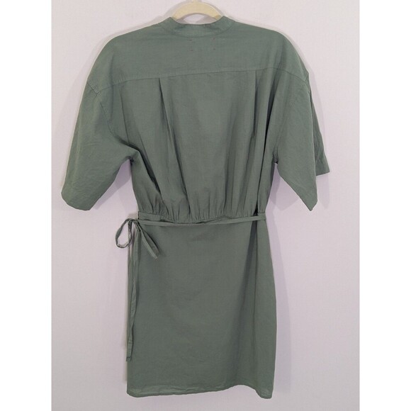 XiRENA Agnes Green Button-Up Mini Dress 100% cotton Short Sleeve Wrap Sz S *Read - Picture 7 of 9